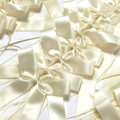 Handgemaakte Satijnen Decoratieve Bogen voor Auto's - 10 Stuks Bruiloft, Verjaardag en Cadeauverpakking in Beige