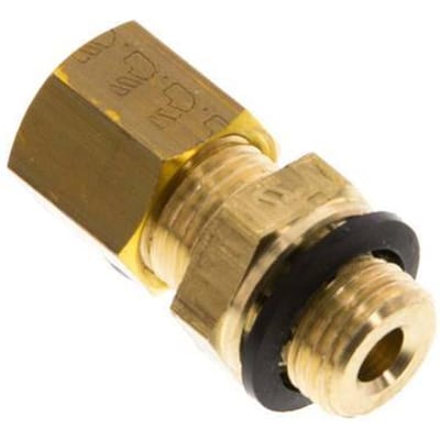 G 1/8'' Buitendraad x 5mm Messing Rechte Knelfitting met PA Afdichting 150 Bar DIN EN 1254-2