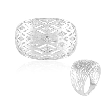 Cavill - Zilveren Ring 925 Sterling - 21 Cambodjaanse Zirkonen 0,945 ct - Filigraan Open Raster Design - Luxe Damesring Elegant