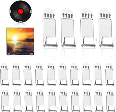24 Stuks Wandmontage, Plakplank, Acryl Vinyl Houder, Geen Boren, Transparante Houder voor CD's, Kaarten en Tijdschriften Collectie