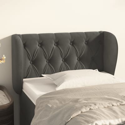 vidaXL - Hoofdbord - met - randen - 83x23x78/88 - cm - fluweel - donkergrijs