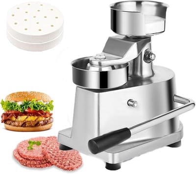 Burger Pers - Vleesvormer Patty - Burgers Maken - Roestvrij Staal - 23x16.5x27cm - Zilverkleurig