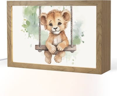 Nachtlampje 30x20 cm - Kinder lampje - Leeuw - Dier - Kinderen - Jungle - Tafellamp kinderkamer - Slaapkamer lamp - Bedlamp kinderen - Kinderlampje stopcontact - Wandlamp babykamer - Nachtlampjes