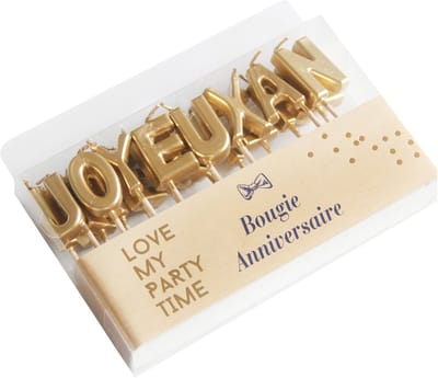 ARTYFETES - Metallic gouden Happy Birthday kaarsjes 2,5 cm, set van 18