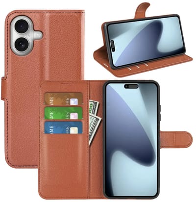 MobyDefend Hoesje - Geschikt voor iPhone 17 - Kunstleren Wallet Book Case (Sluiting Voorkant) - Bruin