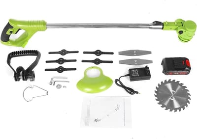 Elektrische Grasmaaier - Snoerloze Trimmer - Gazon Onderhoud - Verstelbare Kop - 14 cm Snijdiameter - Groen