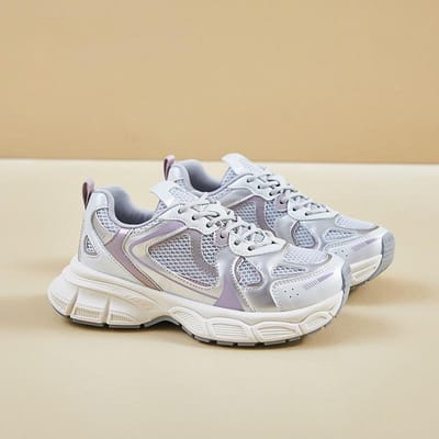 Lente en Zomer Nieuwe Papa Schoenen Student Hardlopen Ademend Platform Casual Schoenen Comfortabele Veelzijdige Dames Sportschoenen 40 paars