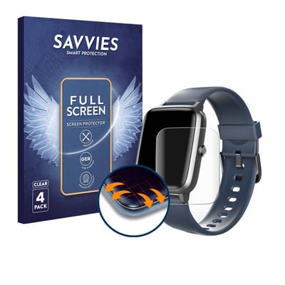 Savvies - Screenprotector voor Hama Fit Watch 4900 - Folie Beschermfolie transparant volledig dekking 4 Stuks
