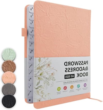 Alfabetisch wachtwoordenboek met vaste kaft, draagbaar notitieboek voor het onthouden van inloggegevens, gebruikersnamen en meer, roze