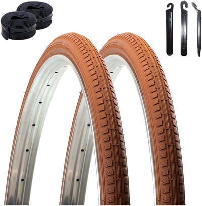 Fietsbanden Set - Banden en Binnenbanden - Fietsen Onderhoud - Universele Trekkingband - 40-635 (28x1 1/2) - Bruin