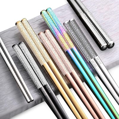 Herbruikbare roestvrijstalen sushi stokjes, antislip, 23.5 cm, vaatwasserbestendig, 5 kleuren, ideaal voor sushi en Japanse gerechten