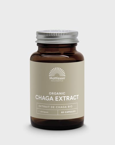 Mattisson - Biologisch Chaga Extract 350mg - Inonotus Obliquus Paddenstoel - Adaptogeen - Voedingssupplement - Vegan - 60 Capsules