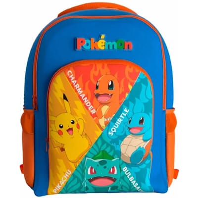 Pokémon - Rugzak - 3D - 3 vakken - Premium Quality - 43cm - Pikachu - Squirtle - Charmander - Bulbasaur