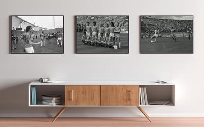 Fotowand Voetbal - Cruijff, van Basten, Gullit & Koeman - Zwart/Wit - Poster Set van 3 - EK'88