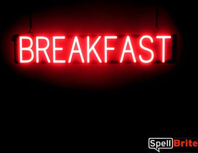 BREAKFAST - Lichtreclame Neon LED bord verlicht | SpellBrite | 89,16 x 16 cm | 6 Dimstanden & 8 Lichtanimaties | Reclamebord neon verlichting