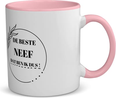 Akyol - de beste neef dat ben ik dus koffiemok - theemok - roze - Neef - beste neef - liefste neef - verjaardag - cadeau - kado - bedankje - 350 ML inhoud