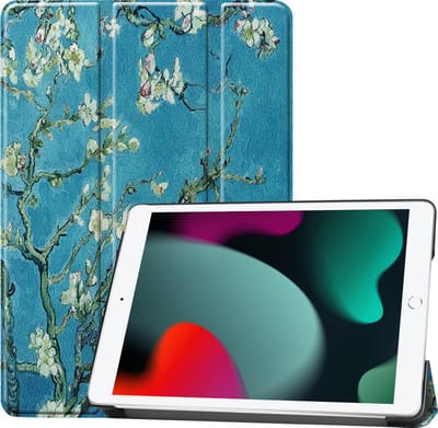 Hoesje Geschikt voor Apple iPad 9 (2021) - 10.2 inch - 9e Generatie - Dun & Stevig - Trifold Bookcase - Hard Cover - Hardcover Book Case - Tablet Hoes - Bloesem