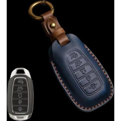 Leer Voor Hyundai I30 Ix35 Kona Encino Solaris Azera Grandeur Ig Accent Santa Fe Palisade 5 Knoppen Auto Sleutelhoes Cover Fob Tas black