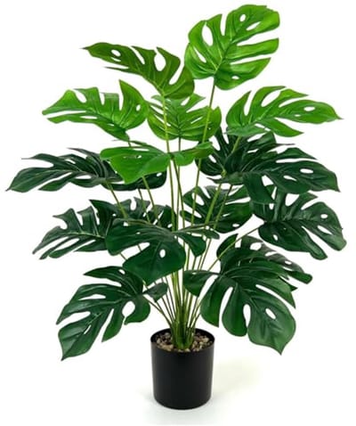 Dailygoods- Monstera Plant 81 cm - Kunstmatige Tropische Plant - Nepplanten voor Binnen/Buiten - Tafeldecoratie - 24 Bladeren - Pot inbegrepen - Nepplant