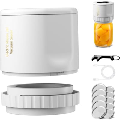 Elektrische Mason Jar vacuümsealer kit voor Mason potten met brede opening en normale opening voor het bewaren van vers voedsel wit