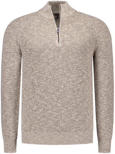NZA - Ecru katoenen half zip trui
