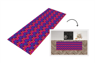Keukenloper 150x50 cm - Keukenmat vinyl Tulpen - Patroon - Retro - Keukenmatten loper - Keuken vloerkleed tapijt