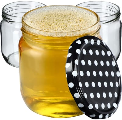 KADAX jampotten, 425 ml, inmaakpotten met schroefdeksel, potten met schroefsluiting, conservenpotten, voorraadpotten voor jam, jam, honing (hart, 6 stuks)