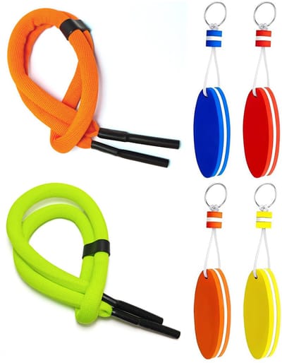 Drijvende brillenbandset - met 4 riemen en 4 drijvende sleutelringen - Brillenkoord - accessoires voor boot, kajakken, surfen, vissen en watersport in zee of meer