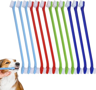 Multifunctionele Tandenborstelset voor Huisdieren, 30 Stuks met Dubbele Kop en Lange Steel voor Honden en Katten