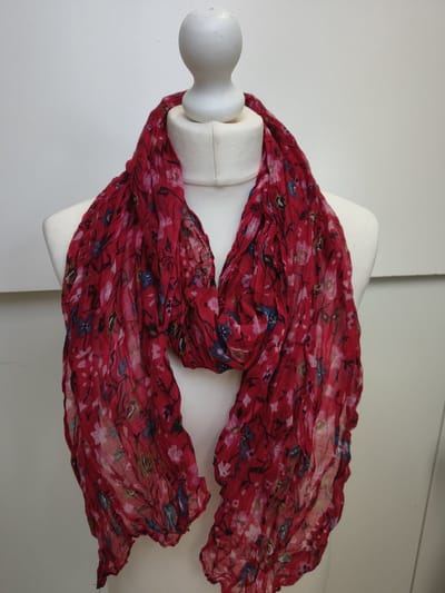 Lange dames sjaal Aliya-gebloemd motief-rood wit zwart roze bruin blauw