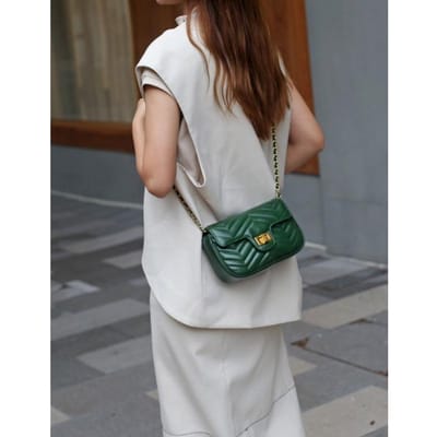 Ketting Crossbody Tas Nieuwe Modieuze One Shoulder Oksel Kleine Vierkante Tas Echt Leer Dames Tas Niche gray