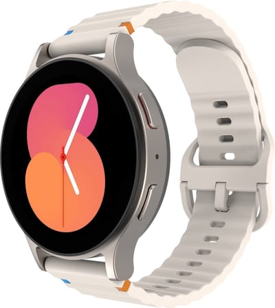Cazy horlogebandje geschikt voor Samsung Galaxy Watch Bandje (ActiveFlex) - Smartwatchbandjes - Universeel bandje geschikt voor Samsung Galaxy Watch 7 / Watch 6 / Watch 5 / Watch 4 / Watch FE - Ivory