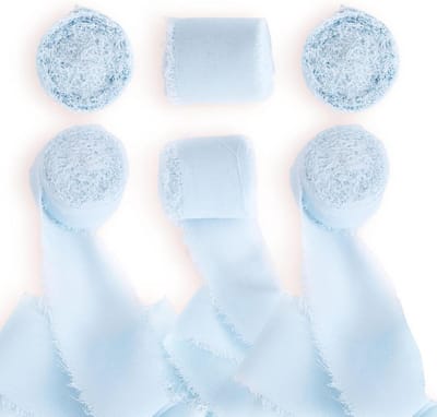 Ribbon Fabric Chiffon Ribbon 3.5cm x 5.2m Gift Ribbon Wide Ribbon Wedding Fabric Ribbon for Wedding Party Bridal Bouquets (Light Blue)