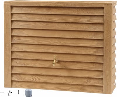 Graf regenton Woody 350 L Lightwood-met messing kraan-met vulautomaat voor ronde regenpijp