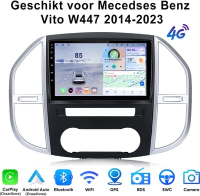 Junsun Android 15 Autoradio Geschikt Voor Mercedes Vito 3 W447 2014-23 Accessoires, 8GB+256GB, Draadloze CarPlay & Andriod Auto, DAB+, GPS-navigatiesysteem, Bluetooth, Stuurwielbediening, WiFi , 10,1-inch Touchscreen, DSP, 4G Lte, Octa-core processor
