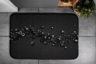 Coloray Badmat - Zwart Badkamer Kleed - Zwarte geometrische abstractie Luxe Badmat - Mat voor Badkamer - Polyester - Bad Mat - Toiletmat - 90x60 cm