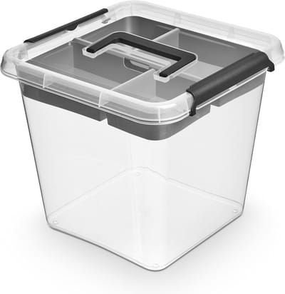 Opberg box - 4 Liter - Opbergdoos - Transparant/Grijs