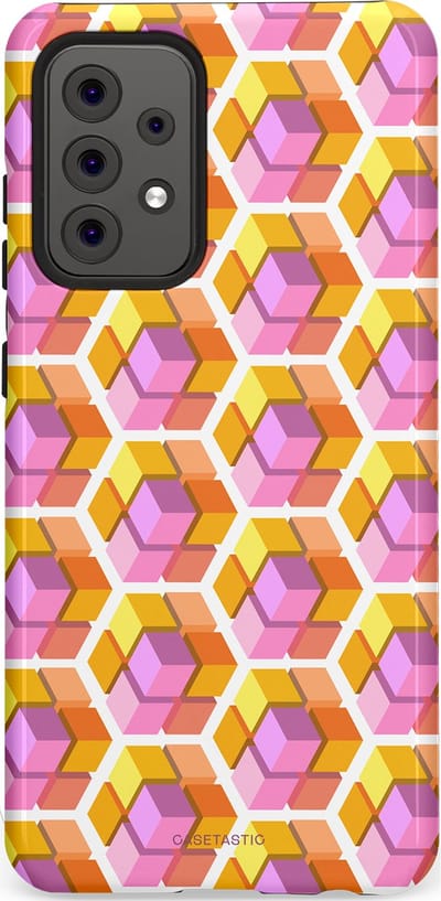 Casetastic Hoesje Geschikt voor Samsung A52 (4G/5G/s) - Stijlvolle Beschermende Duo-layer Case - Pastel Hex Kunst