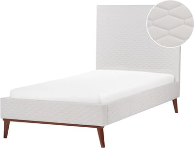 BAYONNE - Eenpersoonsbed - Gebroken wit - 90 x 200 cm - Fluweel