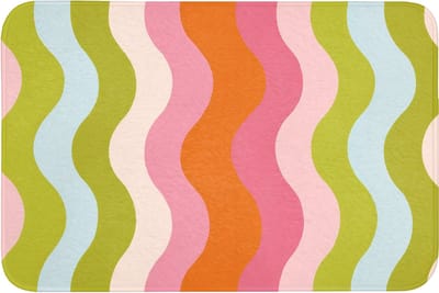 Badmat 90x60 cm - Antislip - Banen - Golven - Kleurrijk - Verticaal - Badmatten voor badkamer - Badkamermat - Douchemat - Badkamer mat