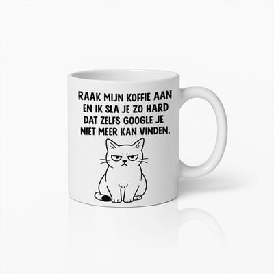 Grappige Boze Kat Koffiemok - 'Raak Mijn Koffie Aan En Ik Sla Je Zo Hard' - Humoristisch Cadeau Voor Katten- en Koffieliefhebbers