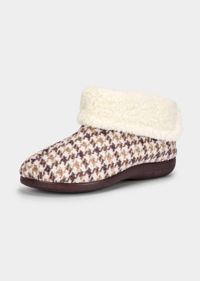 Pantoffels met pied-de-poule-motief - beige / gedess. - Gr. 36 van Goldner Fashion
