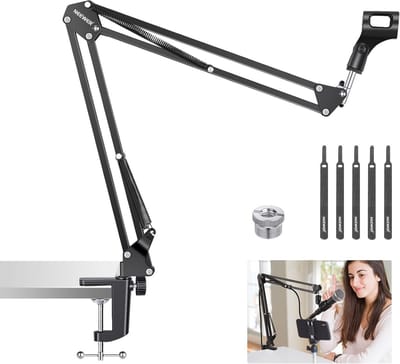 Microfoonarmhouder met kabelophanging - compatibel met Blue Yeti, Yeti X, Snowball, Quadcast - maximale belasting 1,5 kg - zwart