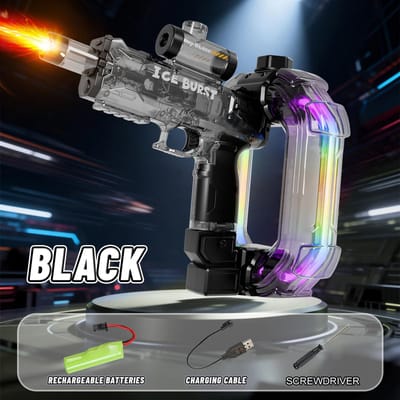 Ringvormig Elektrisch Waterpistool Kinderen Koel Speelgoed Automatisch Water Spuitpistool met Kleurrijke Lichten en Geluid Zomer Buitenspeelgoed Cadeau zwart