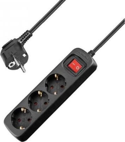 Allteq - Stekkerdoos met schakelaar - 3-voudig - 15 meter - Zwart