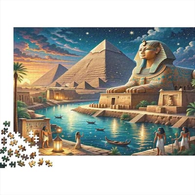Egyptische Puzzel - Legpuzzel Volwassenen - Ontspanning Thuis - Nachtzicht Piramides - 1000 Stukjes - Stijl-3