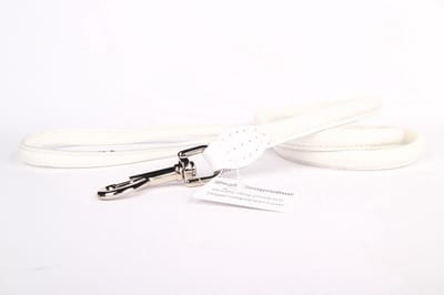 Dog's Companion - Leren Hondenriem - Lengte: 120 cm x 12 mm - Wit