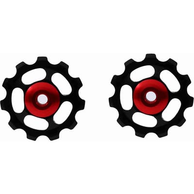 Poulie de dérailleur arrière de roue jockey CNC en alliage d'aluminium 11T 2 pièces pour vélo(noir+rouge) noir