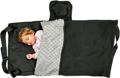 Reisbedje voor vliegtuig - Vliegtuig verlenger - Comfortabel reizen - Inclusief zachte deken - 79x44 cm - Zwart