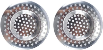 Set van 2 RVS Afvoerfilters voor Badkamer, Keuken en Douche - Haar en Voedselvangers (Buitendiameter 7.5cm, Binnendiameter 4.5cm)